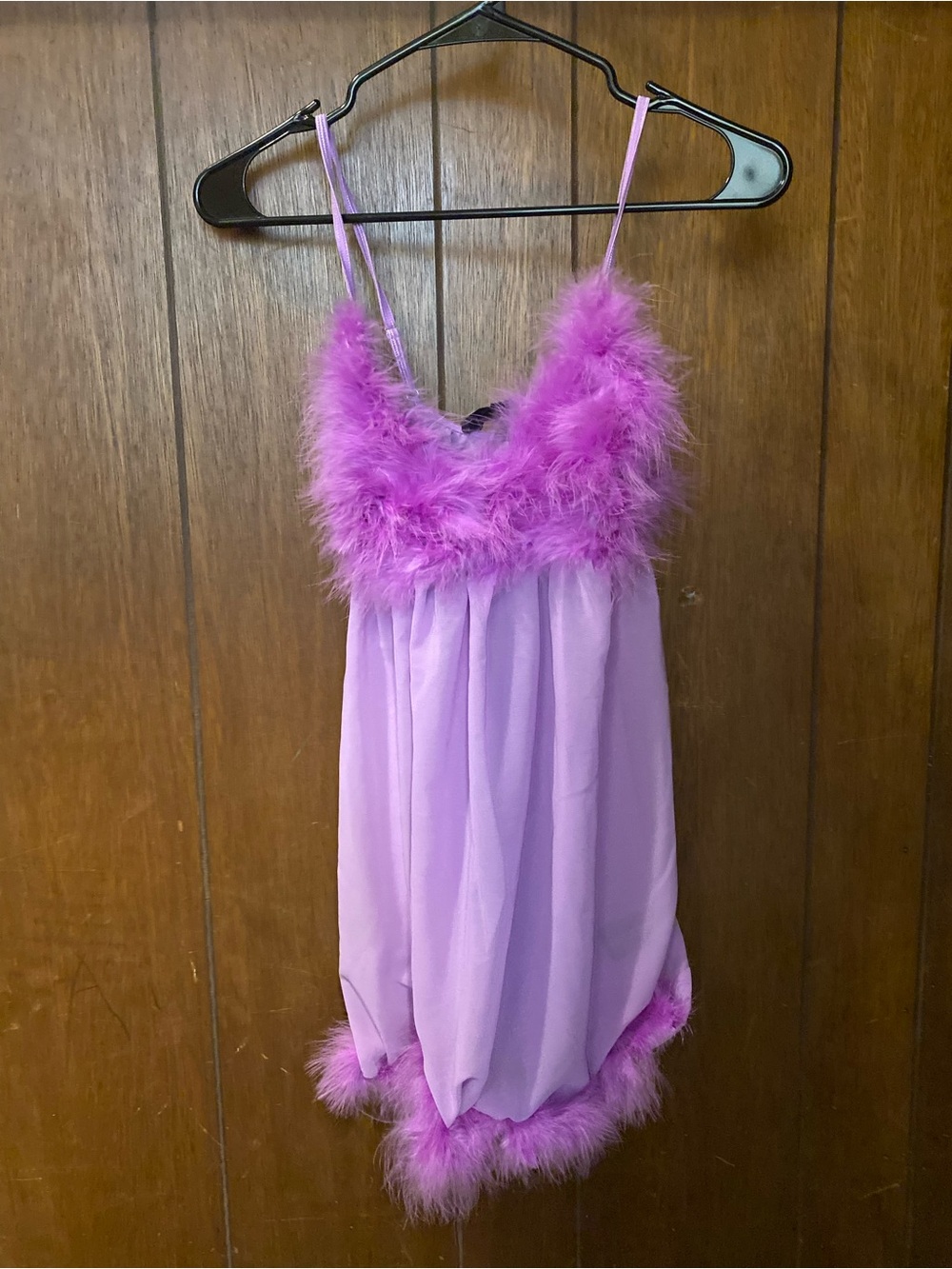 Dolls Kill Lavender Feather Trim Babydoll Chemise